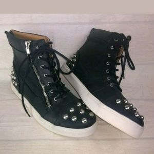 Faryl Robin Studded Black Ankle High Tops Shoes 8